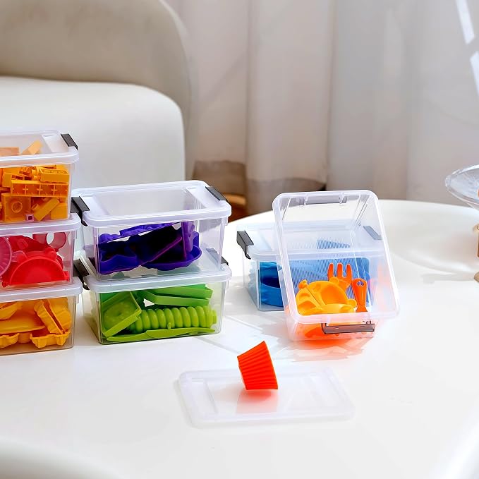 Citylife 20Packs 1.3Qt Small Storage Bins with Lids,Stackable Clear
