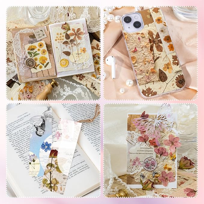120 Pcs Floral Textured Scrapbook Paper Junk Journal Supplies Stationery