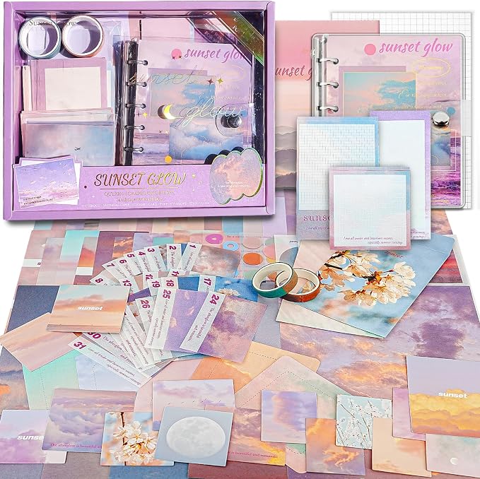 Scrapbooking Supplies Kit, A6 Grid Notebook, Vintage Junk Journaling Kit