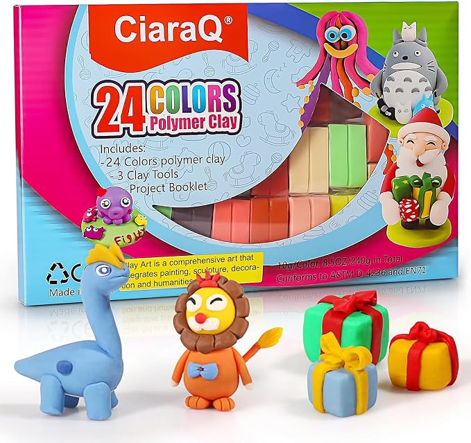 CiaraQ Polymer Clay Kit, Mini Modeling Clay Set | for Kids/Beginners/Artist, 24 Colors
