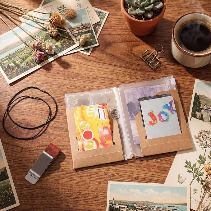 Mooliwe 1 Pack Travelers Journal Notebook Accessories Kit, Passport Size | Kraft File Folder, Zipper Case, Pen Holder, Binder Clip and Elastic Bands, Refillable Insert Organizer for Travel Journals