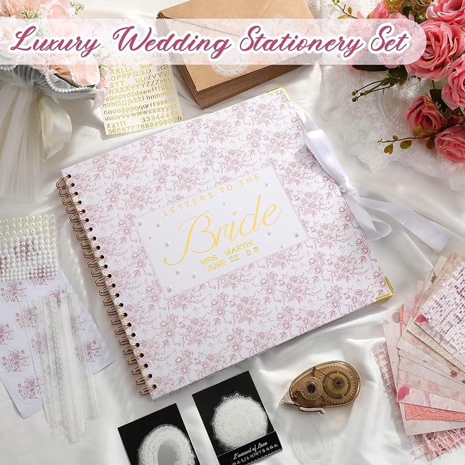 Humyoun Letters to Bride Scrapbook,12 X 12 Inch,Floral,Pink