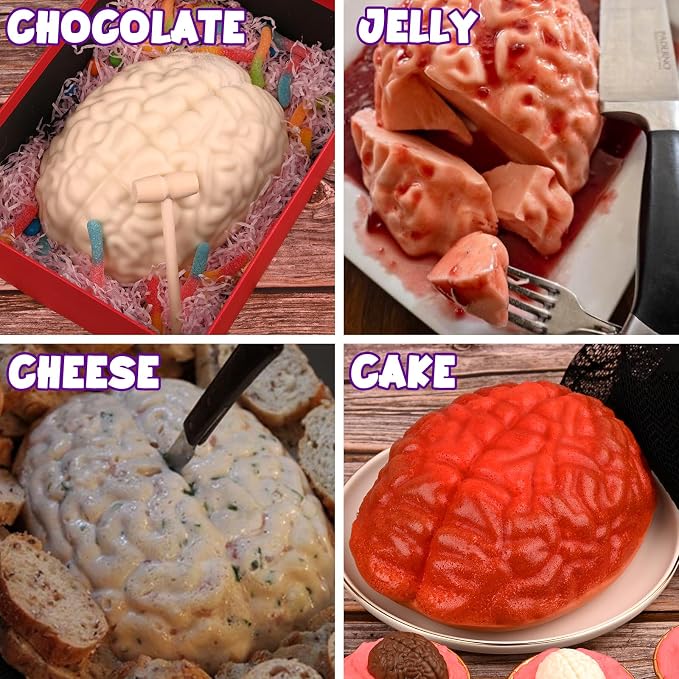 Sakolla 2 Pcs Halloween 3D Human Brain Silicone Molds