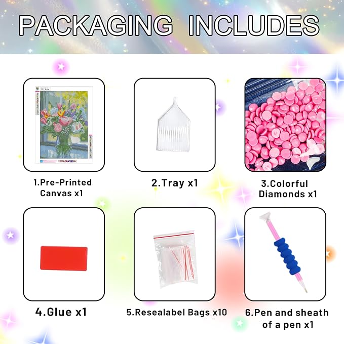 Ausanrl Flowers Diamond Art Kits for Adults Beginner - Diamond Painting Kits for Adults,5D Diamond Painting Flowers,Gem Art Kits for Gifts Home Decor 12x16inch