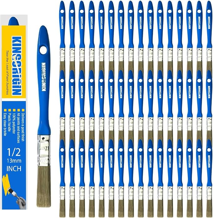 King Origin Small Paint Brush Set, 50 PCS, 1/2 Inch (13mm) | Trim Paint Brushes for Detailed Painting, Edges, Touch-Ups, Crafts, Art, Furniture, DIY Painting