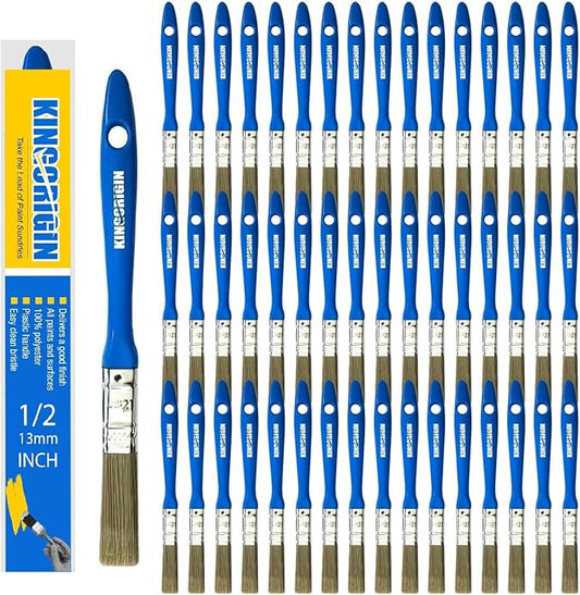 King Origin Small Paint Brush Set, 50 PCS, 1/2 Inch (13mm) | Trim Paint Brushes for Detailed Painting, Edges, Touch-Ups, Crafts, Art, Furniture, DIY Painting