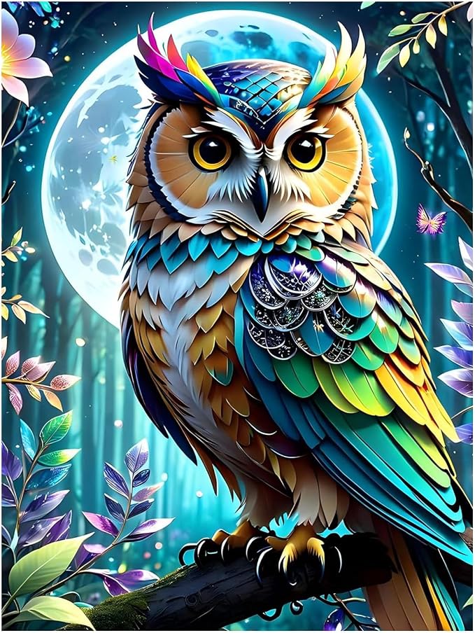 Owl Paint by Numbers Kit for Adults, 16x20 inch | DIY Painting Kits Crafts for Adults, Relieve Stress, Gift, Home Wall Decor