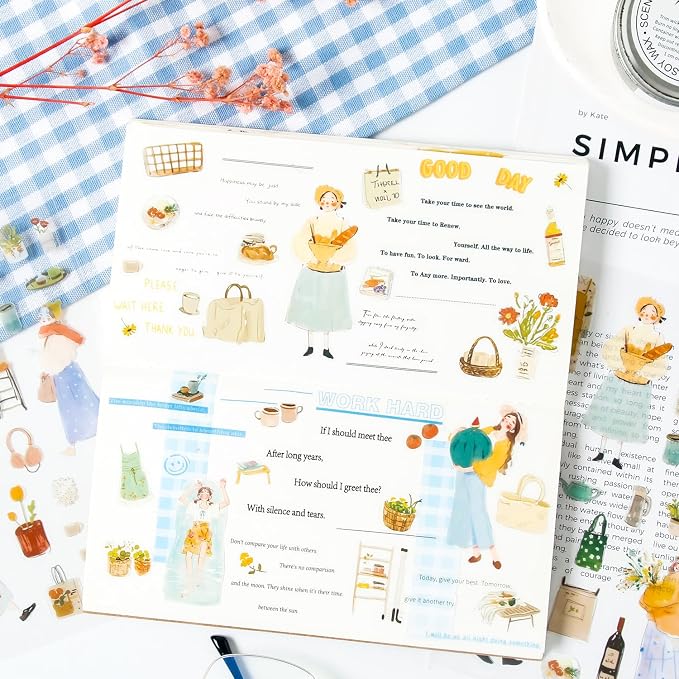 560 Pcs Planner Stickers for Scrapbooking Bullet Journal Diary Notebook Collage Card Making, 24 Sheets Transparent PET Stickers