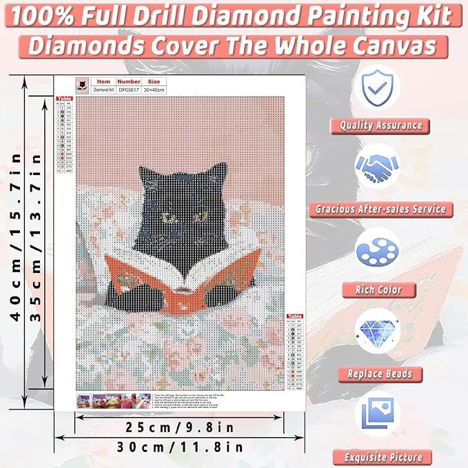 Black Cat Diamond Art Kits for Adults Diamond Painting Kit for Beginner