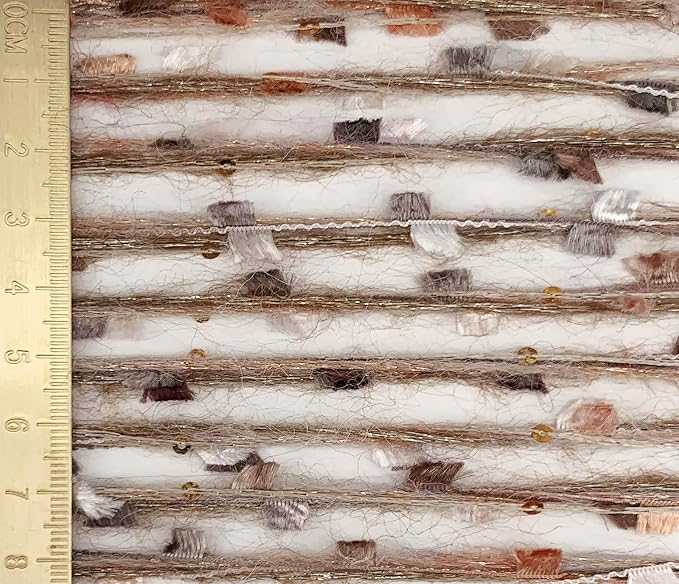 Artisanal Yarn Collection Multifiber Fancy Yarn with Sequins for Knitting Crocheting Crafts DIY, Set of 3 Rolls (Hazel Brown)