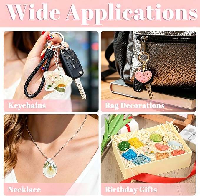 Keychain Silicone Mold, Keychain Resin Mold with Key Ring Accessory, Epoxy Resin Jewelry Molds for DIY Keychains, Necklace, Pendant
