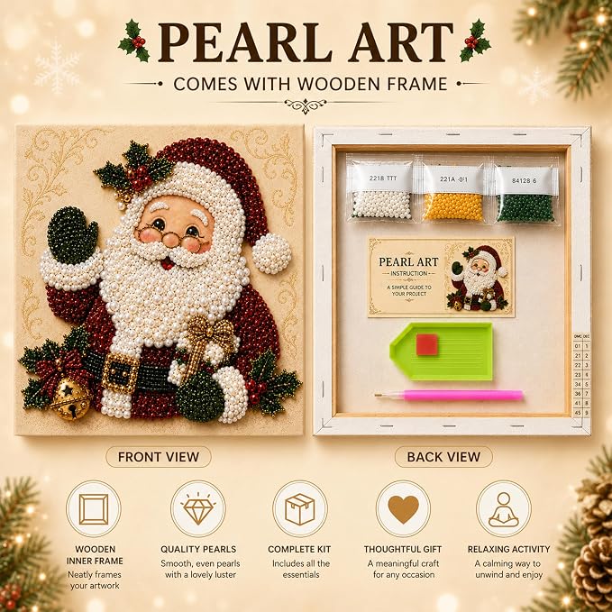 LJSCQF DIY Christmas Pearl Diamond Painting Art Kit with Frame, Home Wall Decor Art Craft Kit, Holiday Christmas Wall Decor, Handmade Home Decoration Gift (Owls, 7.8x7.8in)