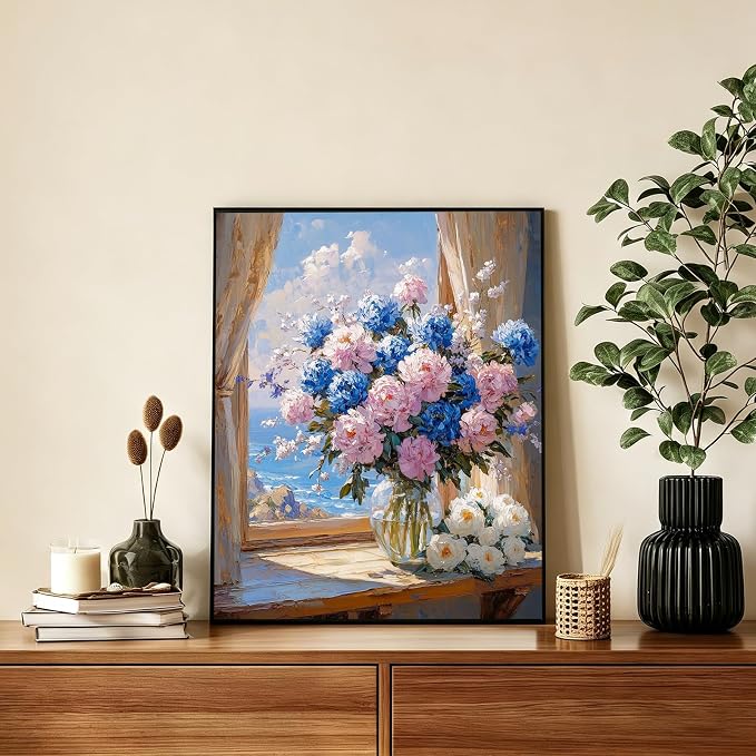 AUKELHJ Paint by Numbers Kit for Adults Beginner, Vase Flowers, 16X20 Inch | Paint by Number for Adults, Beginner Friendly, High-Definition Color Canvas, Stress Relief, Home Decor, Gifts, Unframed