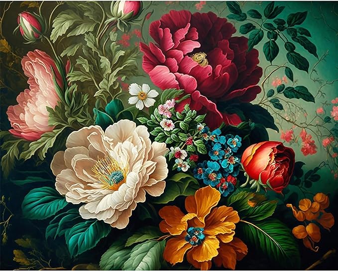 Arttoplus Flower Paint by Numbers Kit for Adults Canvas 16x20 inch | Flower Adult Paint by Number Kits on Canvas for Beginner, Acrylic Oil Painting by Numbers for Home Wall Decor (Without Frame)