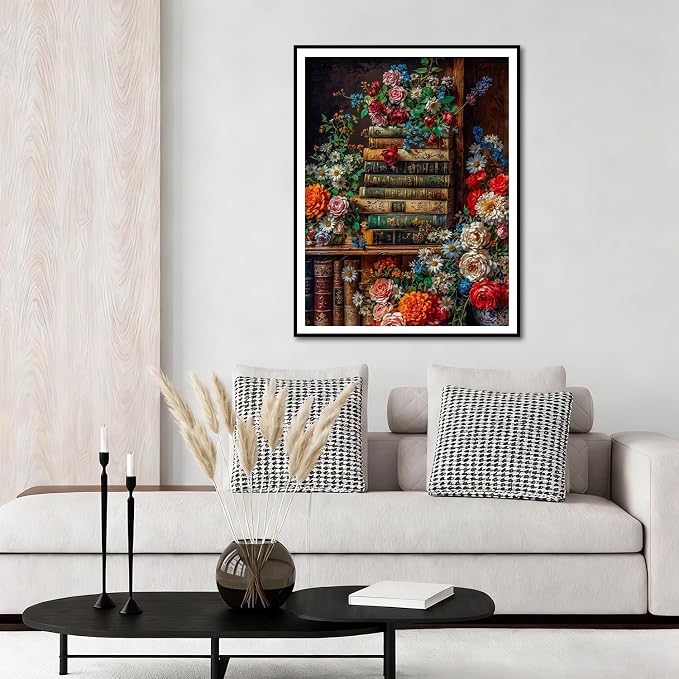 Amaieuin Books Diamond Paintings for Adults,Books Daimond Art Kits for Adults Beginners,Full Drill Gem Art for Adults Home Decor and Gifts 12x16in