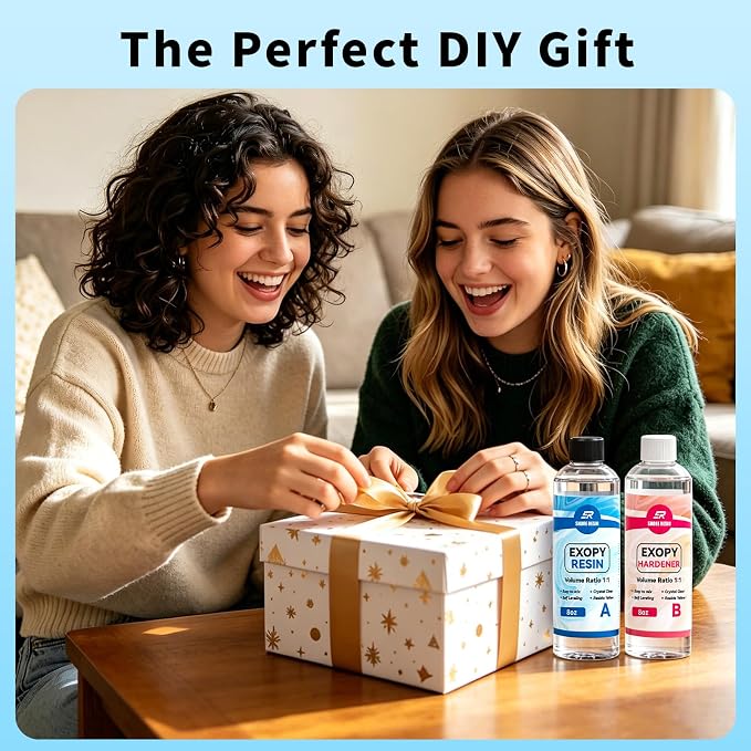 SHORE RESIN Complete Resin Craft Kit for Adults and Beginners | Complete resin craft kit with 16 oz epoxy, 5 molds, glitter, dried flowers and tools for adults, beginners and DIY projects.