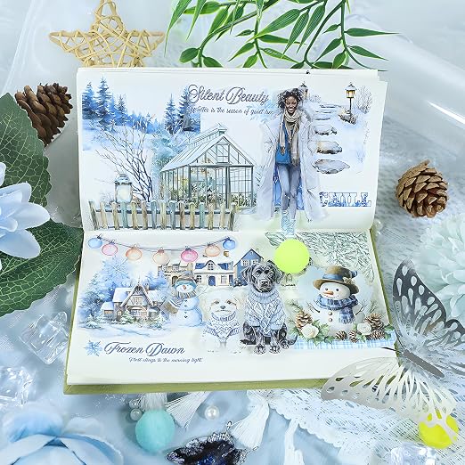 Snycler Pre-Cut PET Washi Tapes- 4 Rolls Blue Snowflake