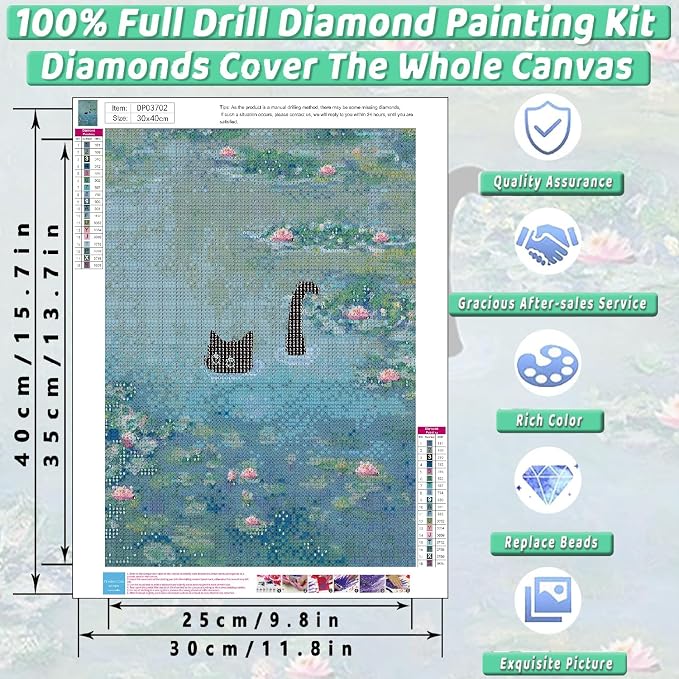 Black Cat Diamond Art Kits for Adults Cute Diamond Painting Kit Beginner