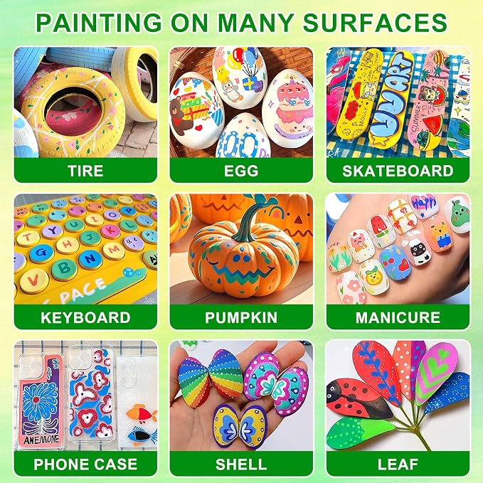 Amamao 408 Colors Acrylic Paint Markers, Soft Brush Tip for Rock Wood Glass