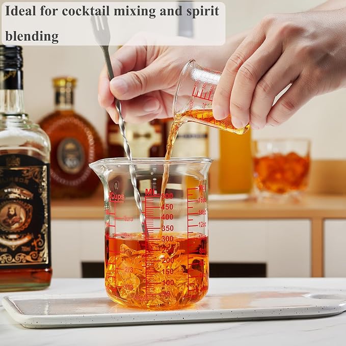 Ackers BORO3.3 Borosilicate Glass Measuring Cup, 500 ml (16 oz, 2 Cup)