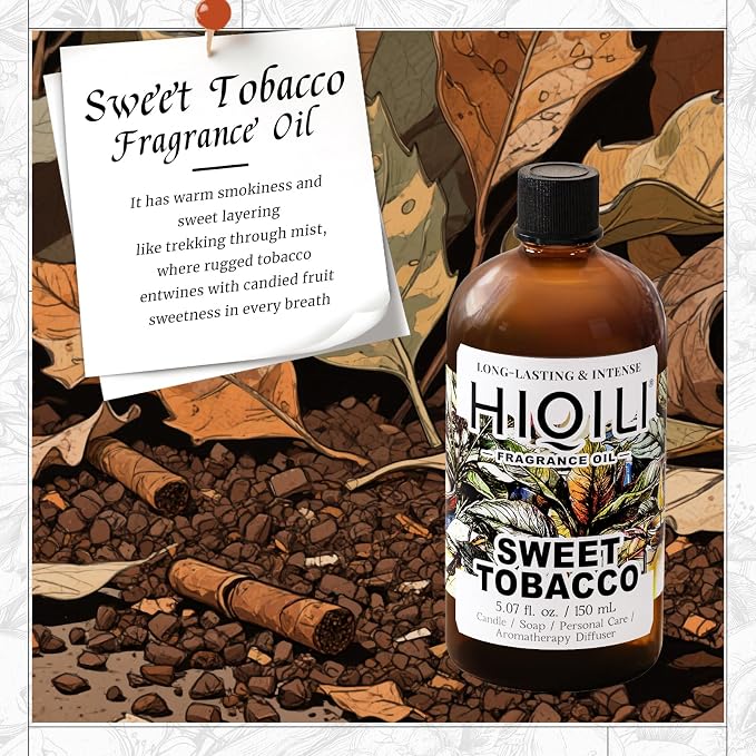 HIQILI Sweet Tobacco Fragrance Oil for Diffuser, Candle Making - 5.07 Fl Oz
