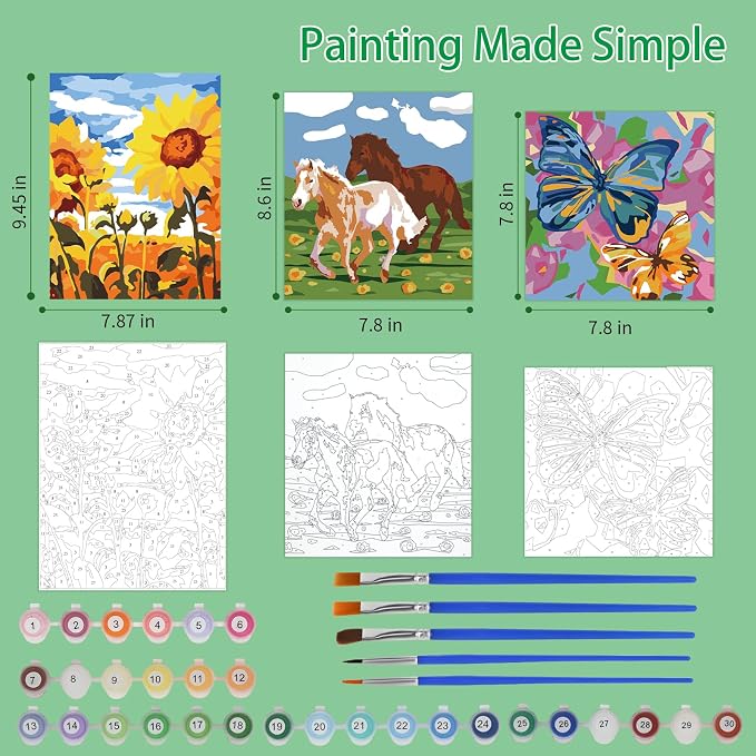 Wings Giant Paint by Numbers Kit for Kids, Flower Crafts and Fun, Acrylic Paint Set, Canvas Painting Kit, Include Framed Pre-Drawn Canvas, Color by Numbers