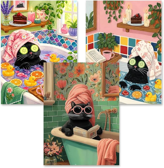 3 Pack Black Cat Diamond Art Kits for Adults Diamond Painting Kit Beginner
