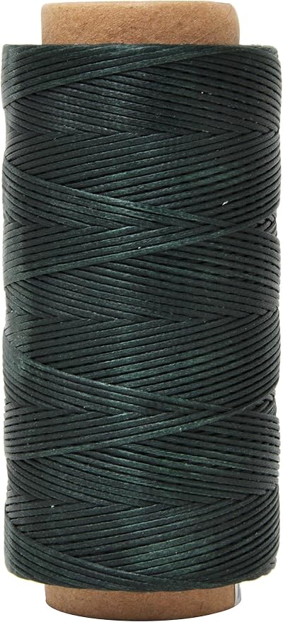 Mandala Crafts 210D 1mm Forest Green Flat Waxed Thread for Leather Sewing