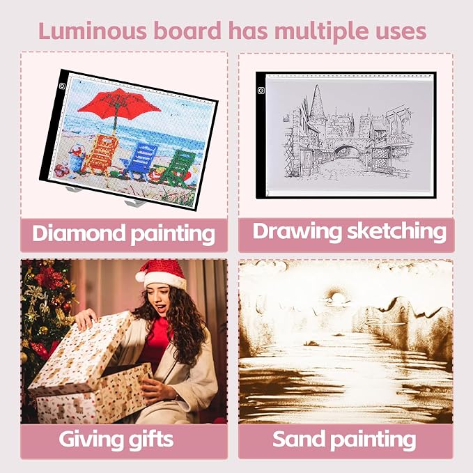 DNSGOOR 244Pcs Diamond Art Accessories Kit with A3 LED Light Pad