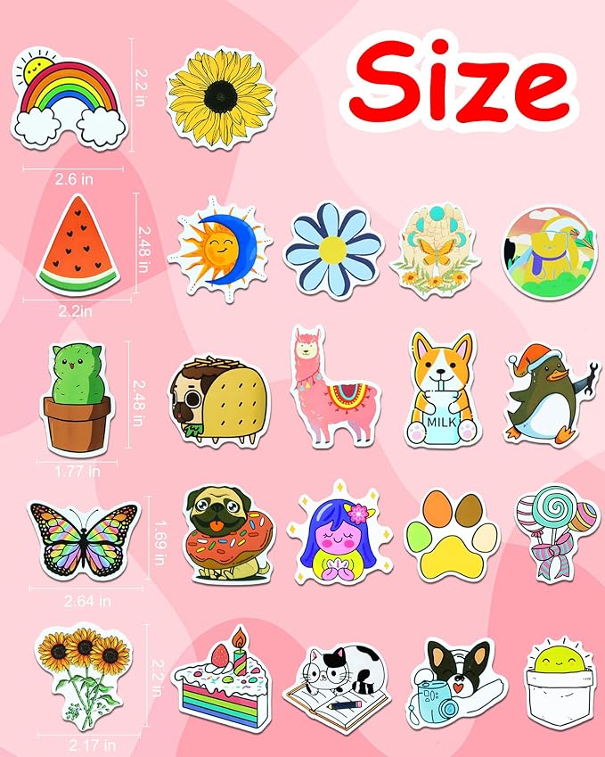 EOAOD 600 Cute Aesthetic Water Bottle Stickers for Kids, Classroom Rewards | No-Repeat Designs Made From Durable Waterproof Vinyl, Perfect for Crafts, Journals, Party Favors, Gifts and Creative Projects