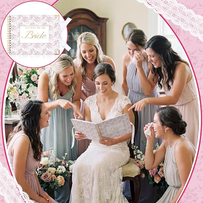 Humyoun Letters to Bride Scrapbook,10.5 X 8.25 Inch,Floral,Pink