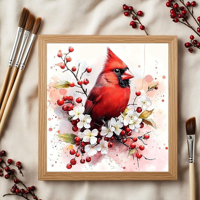 CRZMODE Cardinal Paint by Numbers Kit for Adults, Cardinal Paint by Numbers for Adults, Acrylic Painting Crafts for Home Decor Gift (16x16inch)