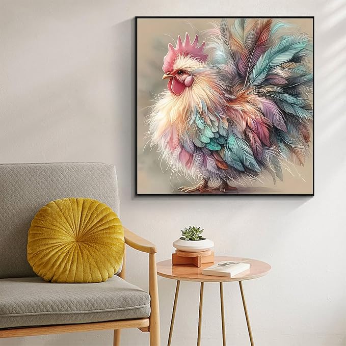 Acelii Colorful Rooster 5D Diamond Painting Kits for Adults Beginners | DIY Full Round Drill Diamond Art Kits,Paint by Diamonds Dots Gem Art Crystal Easy,Home Wall Decor 13.78X13.78 Inch