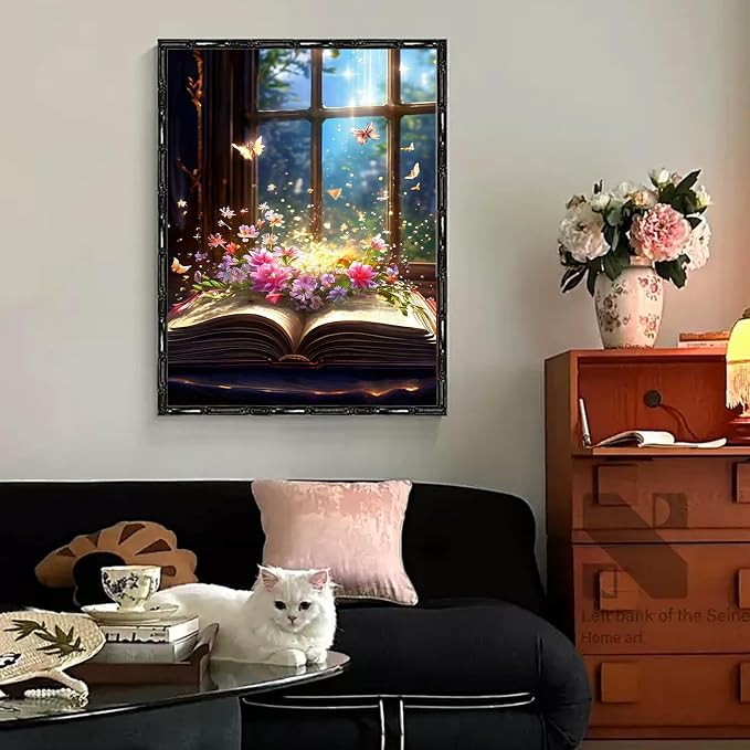 Yunruily Butterfly Book Paint by Number Adult-Butterfly Canvas Paint by Numbers for Adults,Flowers Paint by Number Kits on Canvas for Gifts Home Wall Decor(16x20inch)