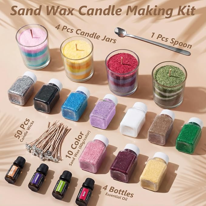 BISWYLBLJ 21 oz Natural Pearled Candle Sand Kit (10 Colors)