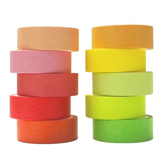 VIVIQUEN Washi Tape Set, 20 Rolls Colored Masking Tape, 15mm Rainbow Pastel Writable Colorful Washi Tapes for Painting, DIY Scrapbook Designs