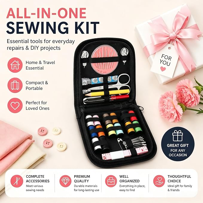 JANREAY Sewing Kit for Adults Travel Mini Kit with 14 Thread Spools