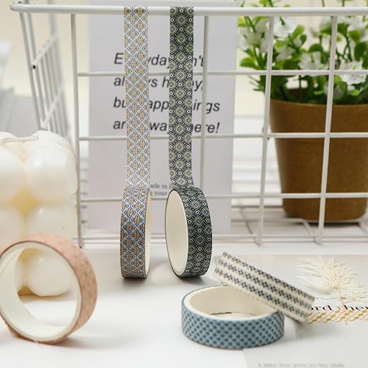 Basic Patterns Washi Tape Set 60 Rolls Geometric Elegance Decorative Skinny Masking Tapes for Arts, DIY Crafts, Journals, Planners, Scrapbook, Wrapping