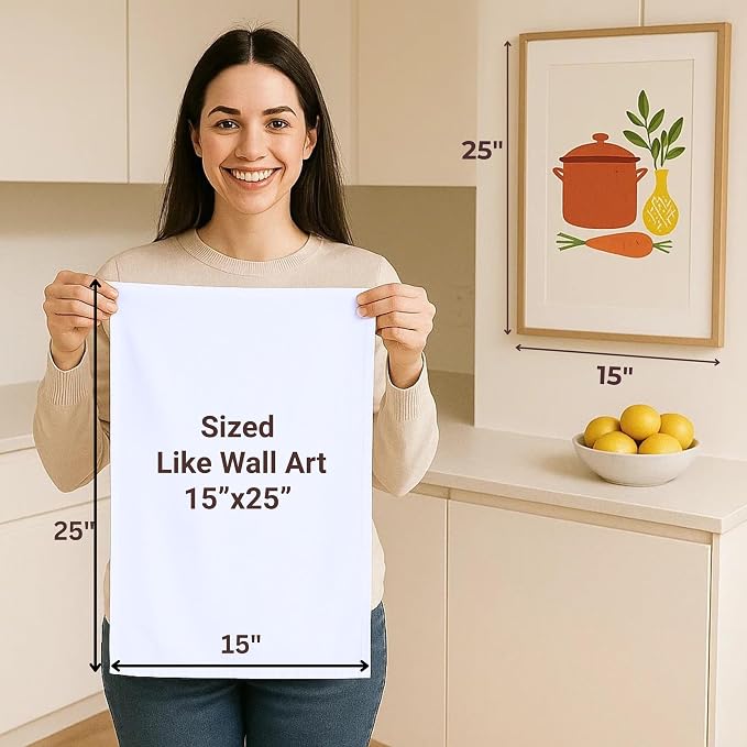 Flour Sack Towels | Tea Towel for Crafts| Kitchen Dish Cotton Blank Towel for Embroidery| Baking Bread Proofing Linen Cover| Thick Absorbent Quick Dry| 12 Pack 15"x 25" White