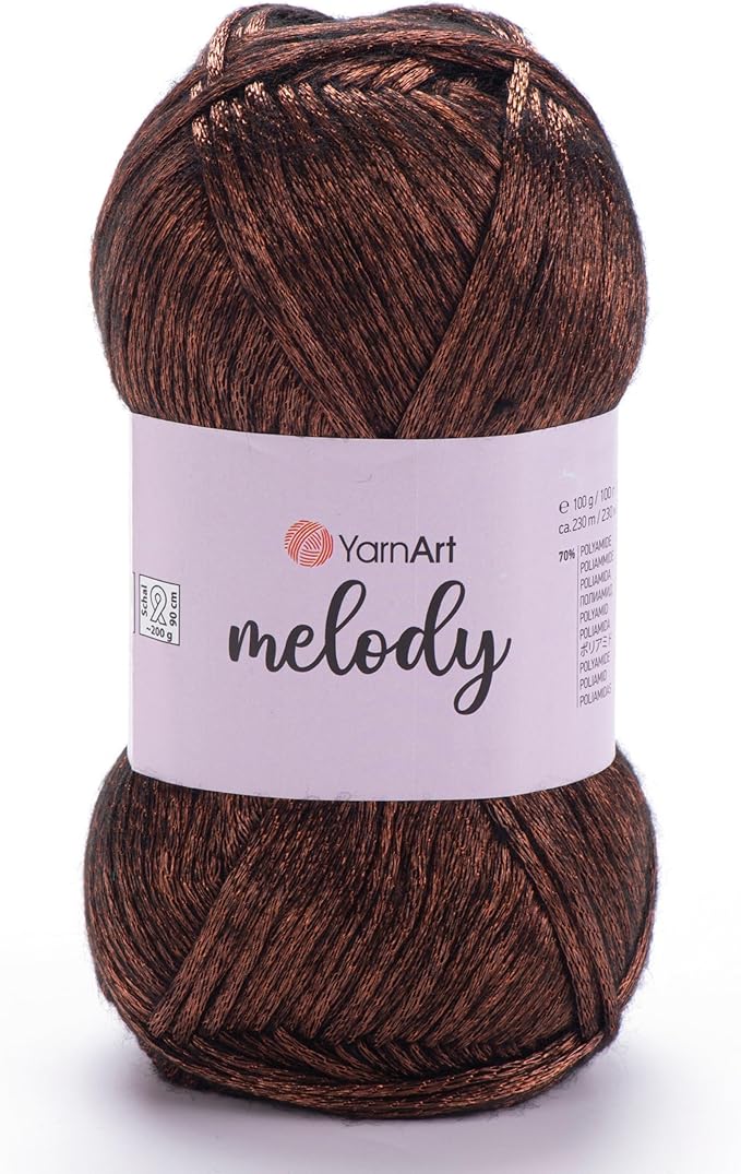 YarnArt Melody Variegated Chainette – Metallic Sheen Fiber for Knitting, Crochet & Embroidery, 100g (3.5 oz) Skein, 230m (251 yd), Premium Blend of 70% Polyamide 21% Acrylic 9% Wool (899)