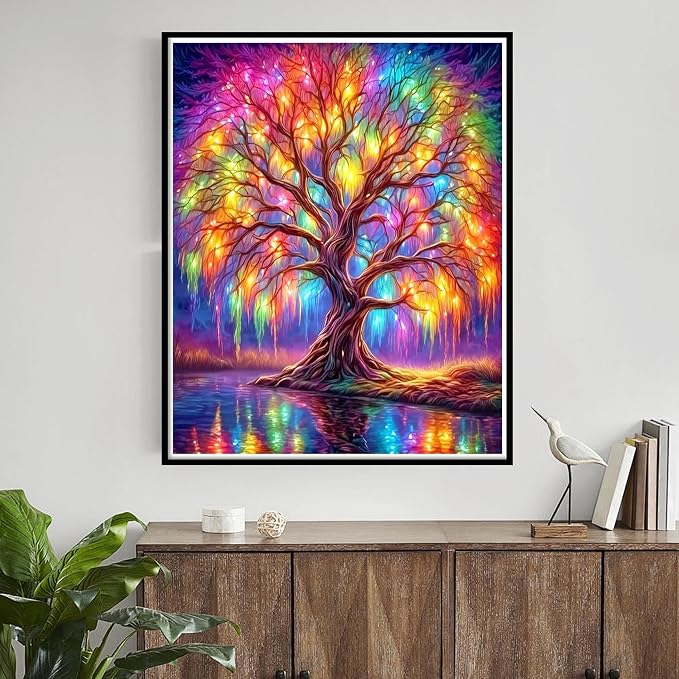 Yunruily Tree of Life Paint by Numbers Adult-Tree of Life Canvas Paint by Numbers for Adults,Painting by Number Canvas for Adults for Gifts and Home Wall Decor(with Gifts Box) 16x20inch