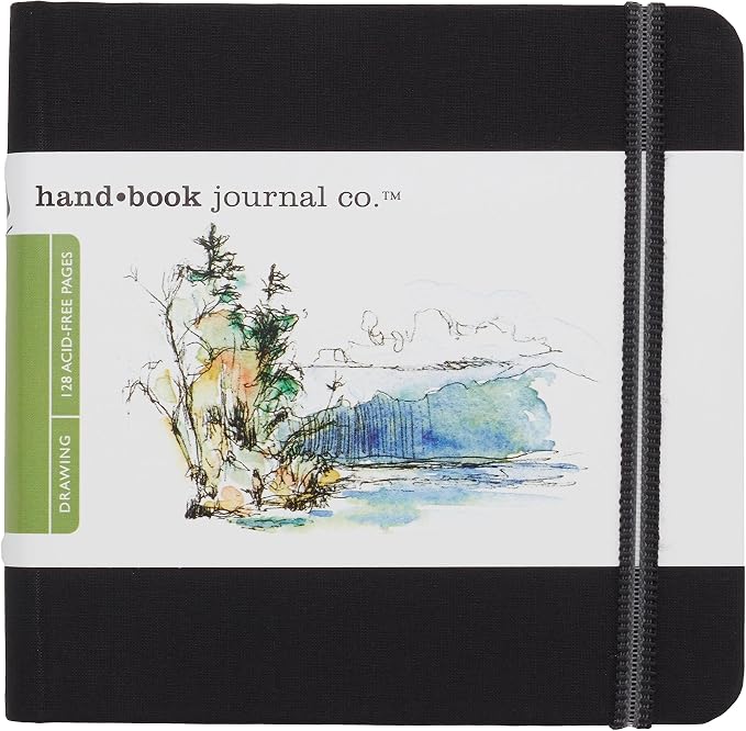 Travelogue Drawing Book, Pocket Landscape 3-1/2 x 5-1/2, Ivory Black Artist Journal