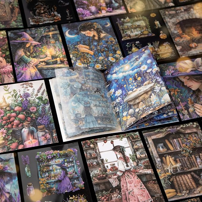 452-Piece Gothic Halloween Scrapbook Stickers PET & Washi 120 Sheets