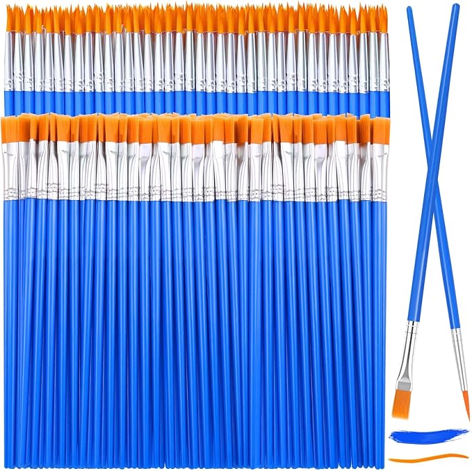 126 Pcs Small Paint Brushes Bulk, Flat and Round Pointed Paint Brushes Set for Kids Craft Brushes for Classroom Acrylic Oil Watercolor Canvas Face Painting | Tiny Paint Brushes Set for Crafts, Art Classroom, Acrylic, Oil, Watercolor, Canvas, Touch Up, ...