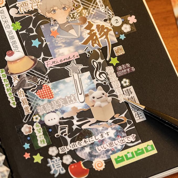 Retro Sticker Book Japanese Style Aesthetic Die Cut Stickers for Journaling Scrapbooking Kawaii Deco 4.1x5.7 Inches 27 Sheets