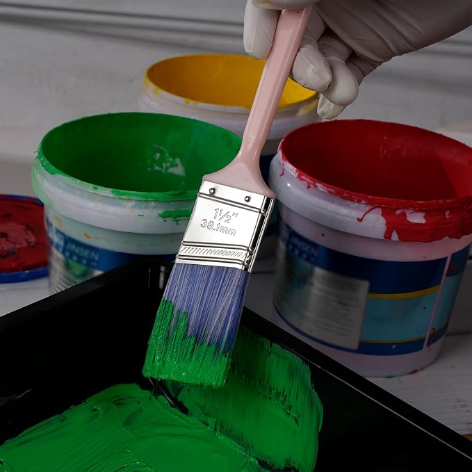 Bates 4Pack Plastic Handle Paint Brushes - Pastel Colors, Stain, Furniture & Wall Painting