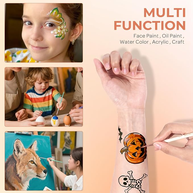 Nicpro 7pcs Face Paint Brush Set,Aesthetic Pastel Face & Body Paint Brushes