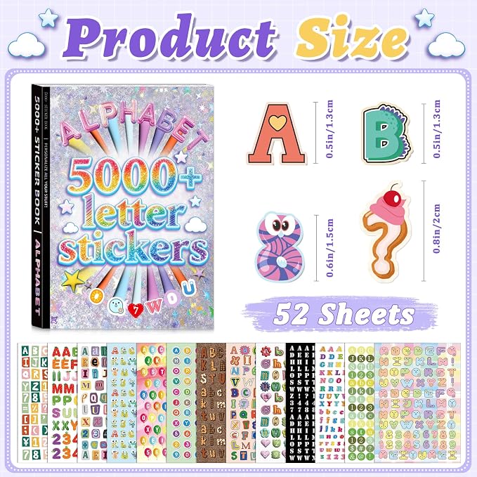 Letter Stickers, 5000 PCS+ Alphabet Sticker Book, Scrapbooking Stickers