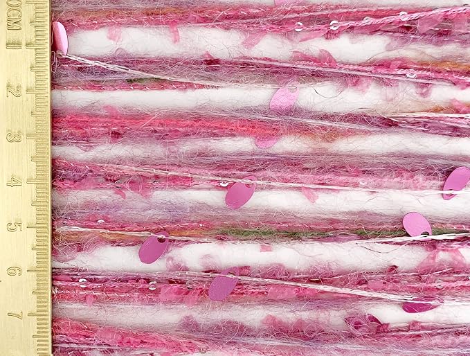 Artisanal Yarn Collection Multifiber Fancy Yarn with Sequins & Shimmering Threads for Knitting Crocheting Crafts DIY, Set of 3 Rolls (Hot Pink)