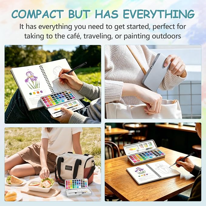 50 Colors Watercolor Workbook for Beginners with Paint & Paper